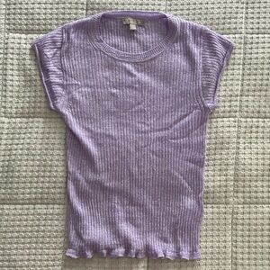 J.Crew cap sleeved T-shirt in purple, size extra small